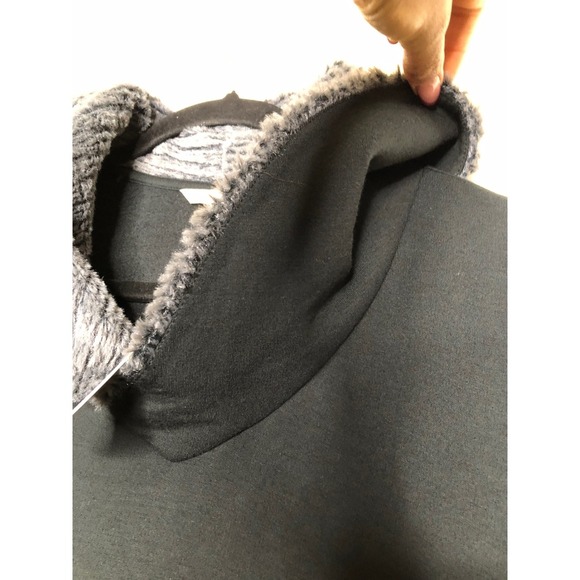 NWT Soft Surroundings Black Kindling Top Cowl Neck Gray Faux Fur Trim 1X Cozy - Picture 5 of 16